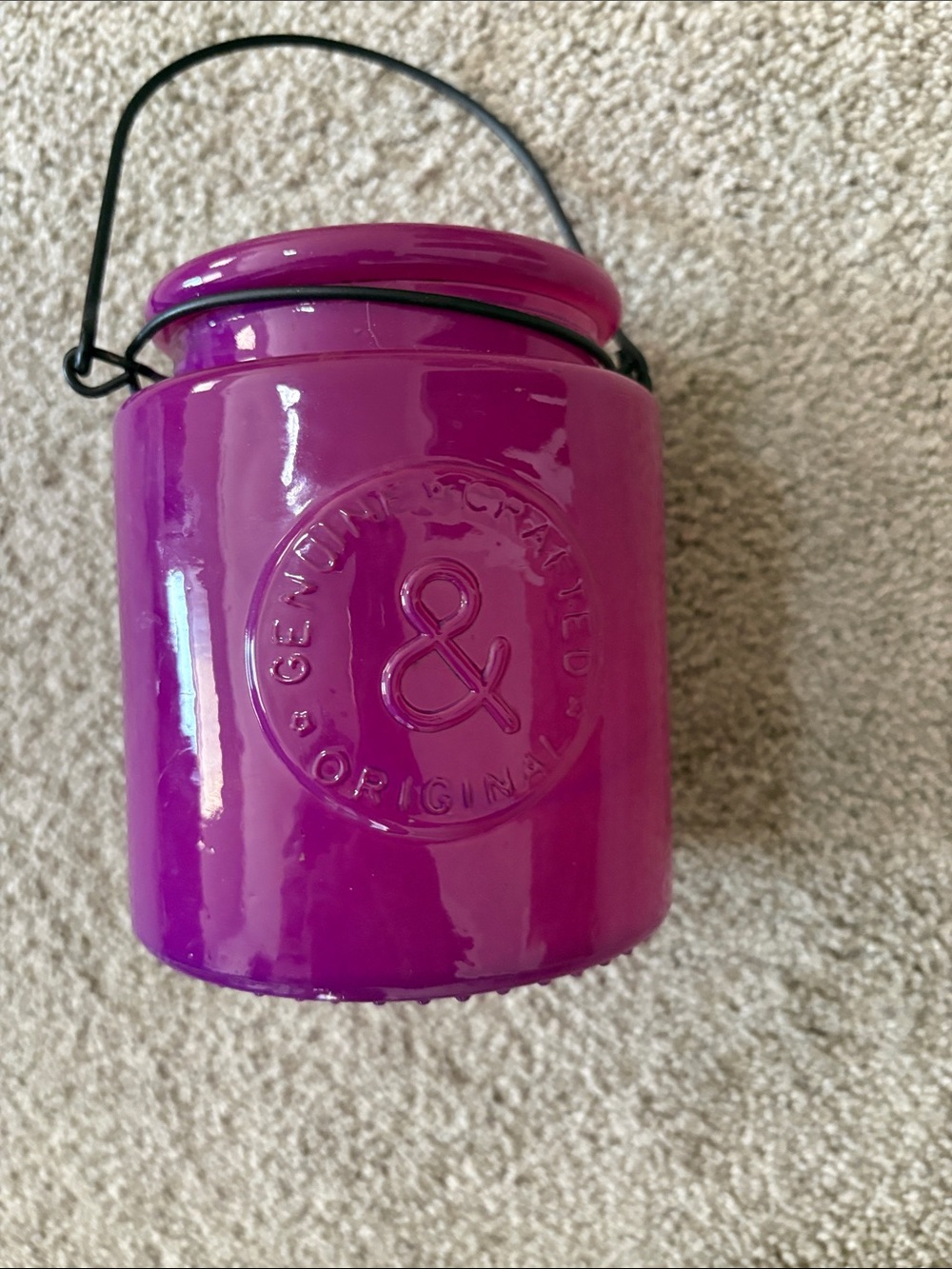 Purple Glass Accent Jar with Handle